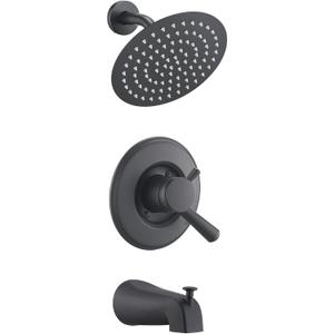 8" Rain Shower Faucet Compatible with 17& 1700 Series Tub Trim Kit, High Pressure Round Rain Shower Head& Handle Set, Matte Black (Valve& Catridge Not Inclued)