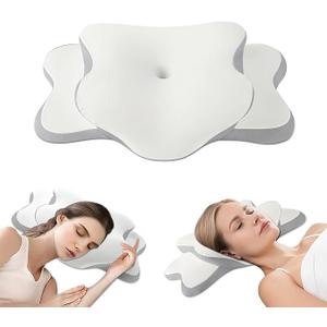 Ergo Pillow for Sleep Apnea, Neck Pain, and Snoring Relief | Cervical Neck Pillow for Side Sleepers | Orthopedic Memory Foam with Ergonomic Support, Standard, White