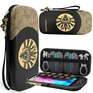 CHIKIXSON Carrying Case for Nintendo Switch 2 (2025), Hard Shell Travel Bag with 10 Game Card Slots, Portable,Theme Zipper, Black (Zelda)