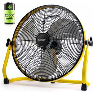 16'' Large Portable Battery Operated Floor Fan, 20000 mAh Cordless Rechargeable Floor Camping Fan for Outdoor, DC 24V, 45dB Low Noise, 4-32 Longer Running Time, 5.8 m/s Air-flow