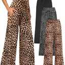 Showitty 3 Pack Women's Wide Leg Pants with Pockets, Casual Loose Pajama Palazzo Trousers Sweatpants for Yoga Lounge, 2XL