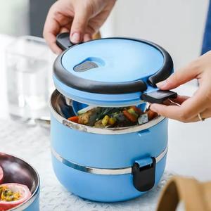 Lunch Box - Single Layer Stainless Steel Thermal Food Container, Spill-Resistant Design, Leakproof Insulated Lunch Tote with Portable Handle for Office Commute, Travel & Outdoor Dining (Blue)