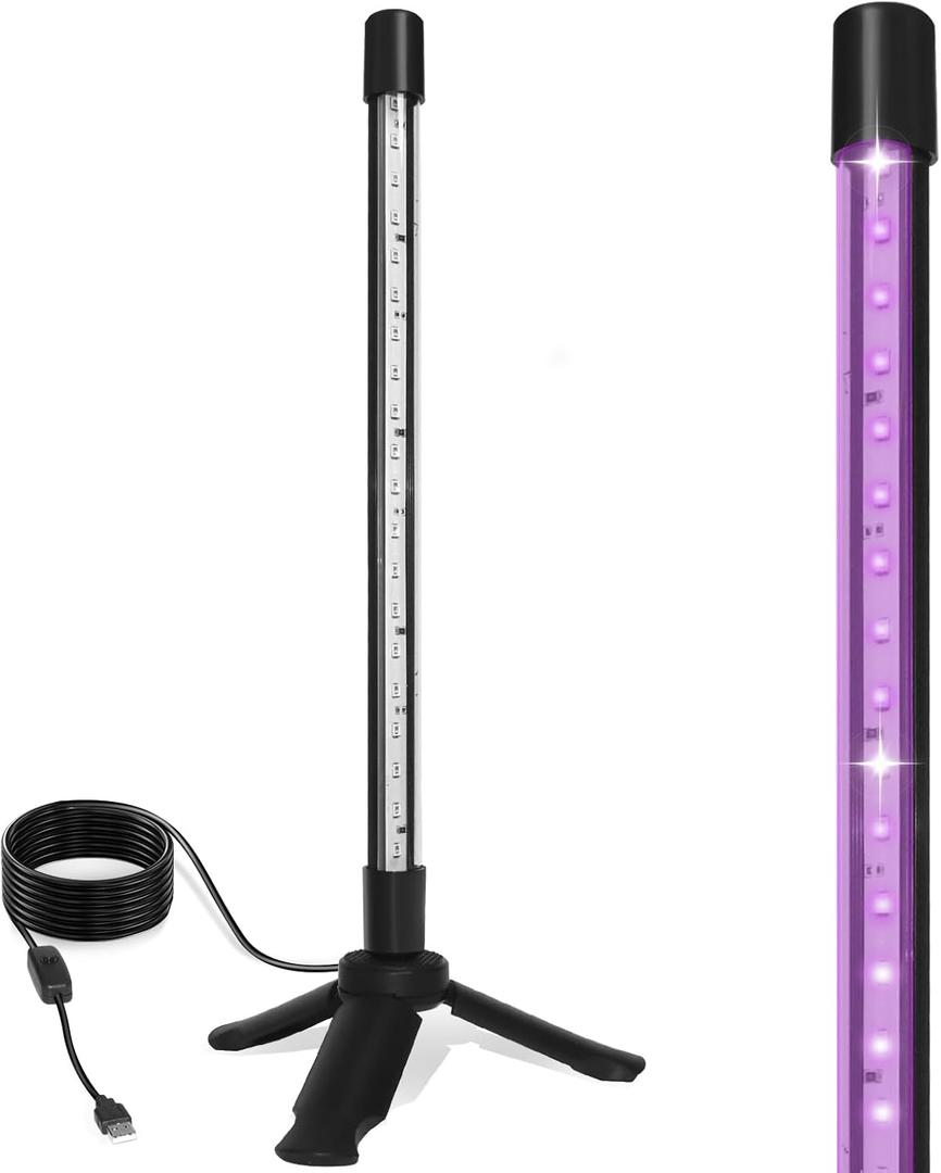 1 Pack LED Black Lights, Upgraded Triangular Bracket Vertical Standing Table Black light Fixture 10W, 1FT Desktop Led Black Light with Stand, Perfect for Party