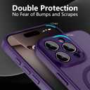 Cufelf Magnetic for iPhone 16 Pro Case(Compatible with Magsafe) Full Camera Protection,2+Full Coverage Screen Protector,Translucent Matte,Military Drop Protection Phone Case,6.3",Purple