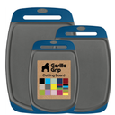 GORILLA GRIP Oversized 100% BPA Free Reversible Kitchen Cutting Board Set of 3, Juice Grooves, Dishwasher Safe, Blue Gray