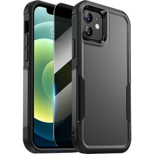 Diaclara Designed for iPhone 12 Case/iPhone 12 Pro Case, [with Privacy Screen Protector] [Anti Spy] [Military Grade Drop Protection] Heavy Duty Full-Body Shockproof Phone Case, Black