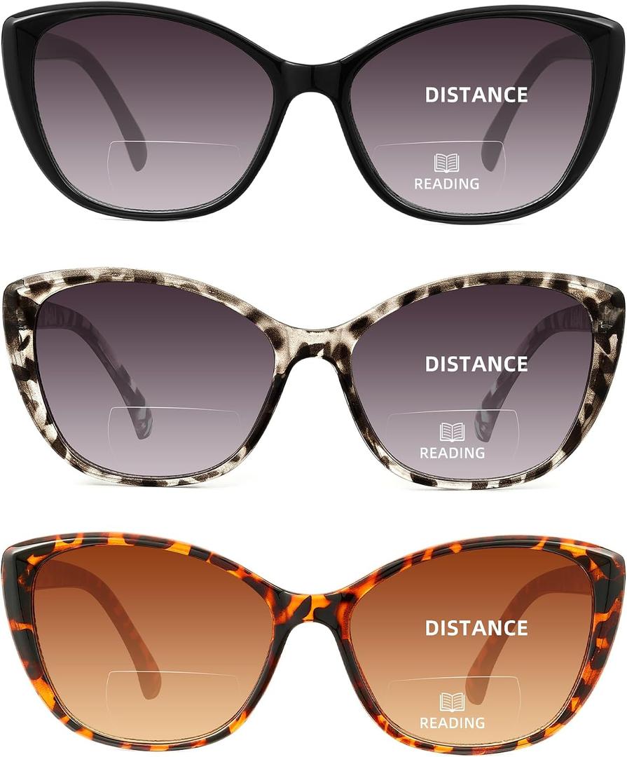 JOLISU 3 Pack Reading Sunglasses for Women, Sun Readers Glasses Spring Hinge Outdoor Sunglasses With UV400 Protection, 1.75