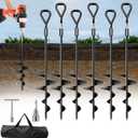 Phopich 18''/30" Long Ground Anchor, Heavy Duty Earth Anchors Ground Anchors Screw in Kit with T-Handle Hex Wrench for Camping Tent, Swing Sets, Securing Animals, Sheds, Trampoline (black)