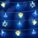 Baquler Blue and Yellow Hanukkah String Lights, 10 Feet 20 LED Battery Operated Star of David String Lights Indoor Chanukah Decoration for Menorah Jewish Judaism Passover Rosh Hashanah Party(Style 1)
