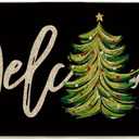 Artoid Mode Black Xmas Tree Christmas Welcome Doormat, Winter Home Decor Low-Profile Switch Rug Door Mat Floor Mat for Indoor Outdoor 17x47 Inch