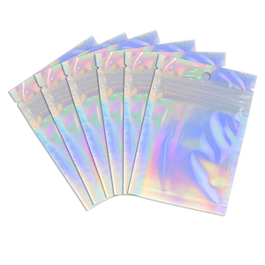 100 Pack Holographic Resealable Plastic Bags for Food Storage, Zipper Bags with Clear Front Window, Packaging Pouch for Small Business (100 Pack, 2.8x4 inch)