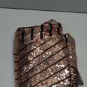 BLENCOT Women's Glitter Sequin Wide Leg Palazzo Pants High Waist Bell Bottoms Party Flared Trousers (Large, Brown)