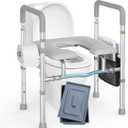 Roylvan Raised Toilet Seat with Handles -HSA 400LB Adjustable Width Height Elevated Toilet Seat Riser for Seniors with Cozy Padded Armrests Handles Paper Holder Bedside Commode for Elderly, Silver