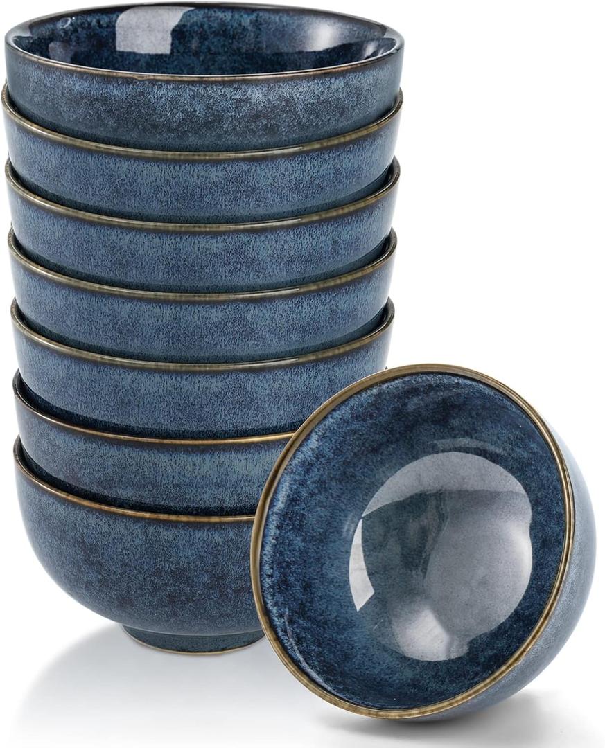 ZOOFOX Set of 8 Small Bowls, 10 Ounce Ceramic Bowls for Side Dishes, Reactive Glazed Serving Bowls for Rice, Cereal, Ice Cream, Condiments, Snacks