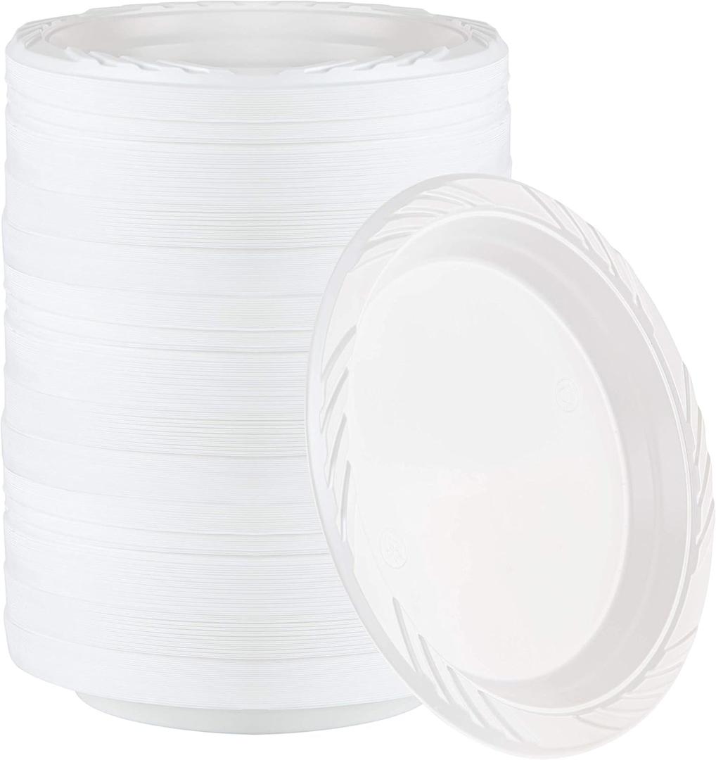 PLASTICPRO 400 Count Disposable 7 Inch White Plastic Plates
