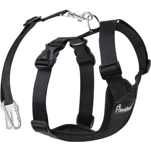 Pawaboo Adjustable Dog Safety Vest Harness with Seatbelt, Dog Seat Belt Harness for Car with Vehicle Connector Strap, Breathable Dog Seatbelt Safety Tether for Small Medium Large Pet, Medium, Black (M (Pack of 1))