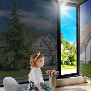 Windimiley One Way Privacy Window Film Window Tint for Home Heat Blocking See Out Not in Mirror Reflective Static Cling UV Sun Blocking Anti Heat Blocker Removable Classroom Window Cover,29.5x157.5in
