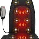 Vibraiton Back Massager for Chair, Massage Seat Cushion, Back Massage Pad with Heat,10 Vibration Motors,5 Vibration Modes,Chair Massager at Office/Home (Black)