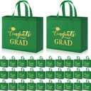 JaGely 30 Pcs 2026 Graduation Gift Bags with Handles Bulk Reusable Non Woven Congrats Grad Tote Bags 11 x 12 x 5 Inch Graduation Party Favors for College High School Graduate Decorations(Green)