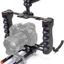 Zeadio Camera Video Rig Cage, Aluminum Filmmaking Movie Making Kit with Top Handle & Arca Type Base and Two 15mm Rod Guide, Compatible with All DSLR Camera and Camcorder