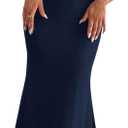 WDIRARA Women's Cut Out Strapless Bodycon Dress Sleeveless Party Fishtail Tube Dresses (Deep Blue) M