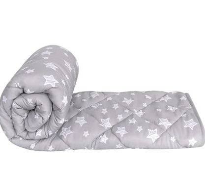 Baby Blanket for Boys and Girls, Soft Cozy Toddler Comforter Quilted with Grey Star Print, Ultra Soft and Comfortable Down Alternative Crib Comforter, 39x47 Inches