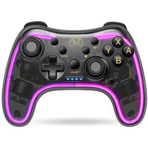 ELISWEEN Switch Controller for Nintendo Switch/OLED/Lite, Replacement for Nintendo Switch Pro Controller Support PC & Android/iOS with Cool RGB LED, Wireless Switch Controller with Turbo,Vibration (Dark Brown Light) ELISWEEN Switch Controller for Nintendo Switch/OLED/Lite, Replacement for Nintendo Switch Pro Controller Support PC & Android/iOS with Cool RGB LED, Wireless Switch Controller with Turbo,Vibration (Dark Brown Light)