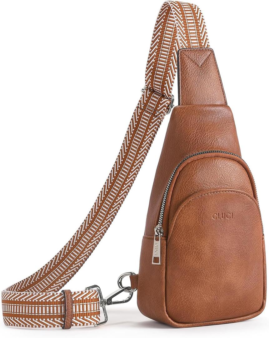CLUCI Sling Bag for Women, Vegan Leather Fanny Pack Crossbody Bags for Women, Chest Bag With Guitar Strap