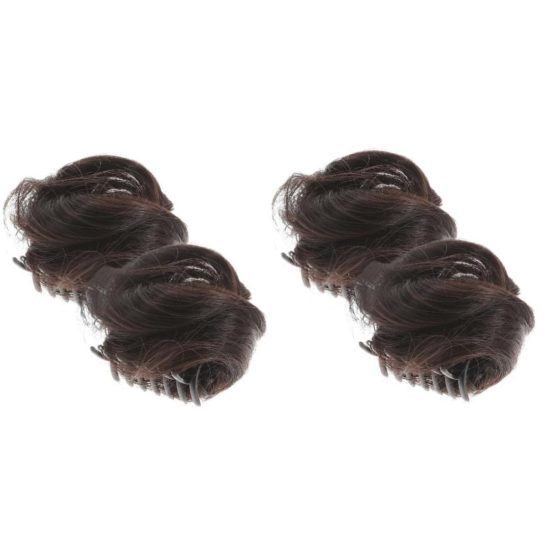 4pcs Cat Ear Bun Hairpiece Clip Extensions for Women Updo for Cosplay Parties and Everyday Wear