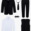 Boy's 5-Piece Suit Set - Includes Suit Jacket, Dress Pants, Matching Vest, White Dress Shirt, Neck Tie, Size 12
