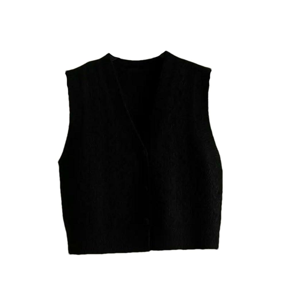 Spring Fall Women Buckle Vest Simple Outerwear Shirt Dress Vests Short Knitted Coat Shoulder Cardigan, Size XXL