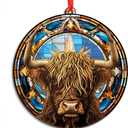 2 x OASSIE Highland Cow Ornament for Christmas Tree - Suncatcher Christmas Ornaments 2025 - Farmhouse Brown Highland Cow Gifts for Women Men Mom Dad Family, Stocking Stuffers for Farm Xmas Decorations