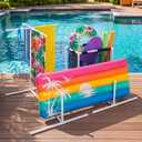 Weysat Four in One Pool Float Storage with Towel Rack Outdoor Holder Pool Side Organizer Towel Rack with Removable Mesh Hamper for Noodles Toys Balls Raft Goggles Swimming Equipments Drying Stand
