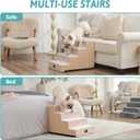 Dog Stairs for Small Dogs, 4 Tier Wider Pet Stairs for Couch and Beds, 17.7" H Non-Slip Dog Steps for Old Cats, Puppy, Small Medium Dogs, 17.7x23.6x17.7 inch, Beige
