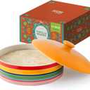 Ceramic Tortilla Warmer With Lid, Colorful Holder, Rainbow Storage Container for Roti, Pancakes (10-Inch, 25.4 cm)