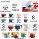 2 x Ceramic Soup Bowl with Handle 32oz Microwave Ramen Bowl with Lid, Soup Mugs & Cups for Cereal, Oatmeal, Ramen, Instant Noodle, Soup Container with Lid - Set of 2 (Red)