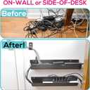 Cable Management Tray, Under-Desk, On-Wall or Side-of-Desk, 17x4x2.4, 2-PK, Hide & Organize Your Cables, Power Supplies and Power Strips, Bonus 10-Pk Cable Ties