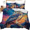 jamie world Owl Bedding Set King Size Animal Forest Duvet Comforter Cover Fantasy Cozy Quilt Cover Decorative Soft Bed Sets with 2 Pillowcases for Kids Adults