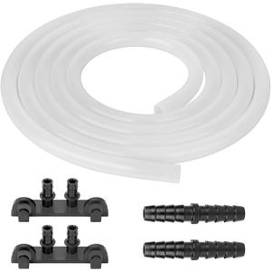 Ice Maker Drain Tube for GE 2.0, Water Line Hose Extension with Plug for GE Opal Nugget Countertop Ice Maker Parts, 6.22 Feet 1/4'' ID Silicone Draining Hoses with Stopper Cap Hanger Holder Clip