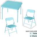 Idea Nuova Heritage Kids Blue Kids Activity Table and Chair Set,3-Piece Furniture Set with 1 Square Table & 2 Folding Chairs,Playroom Table Set for Ages 3+