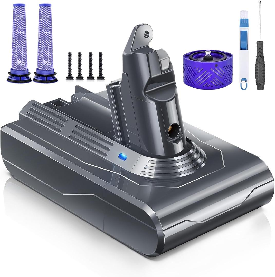 Morpilot Battery Replacement for V6, 21.6V 8000mAh Li-ion Battery Compatible with V6 Animal V6Absolute V6Motorhead V6Fluffy SV03 SV04 SV05 SV06 SV07 SV09 DC58 DC59 DC61 DC62 DC72 DC74 Vacuum Cleaner