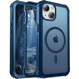 jaroco Magnetic for iPhone 15 Case, [Compatible with MagSafe][Military Grade Drop Protection][Heavy Duty Protection][Non-Slip][Shockproof] 2-Layer Durable Bumper Phone Case 6.1''-Deep Blue