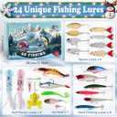 Fishing Advent Calendar 2025, 24 Days Christmas Countdown Fishing Lures & Tackle Gift Set for Men Teen Boys, Xmas Holiday Fish Bait Surprise Box for Adults Fishermen
