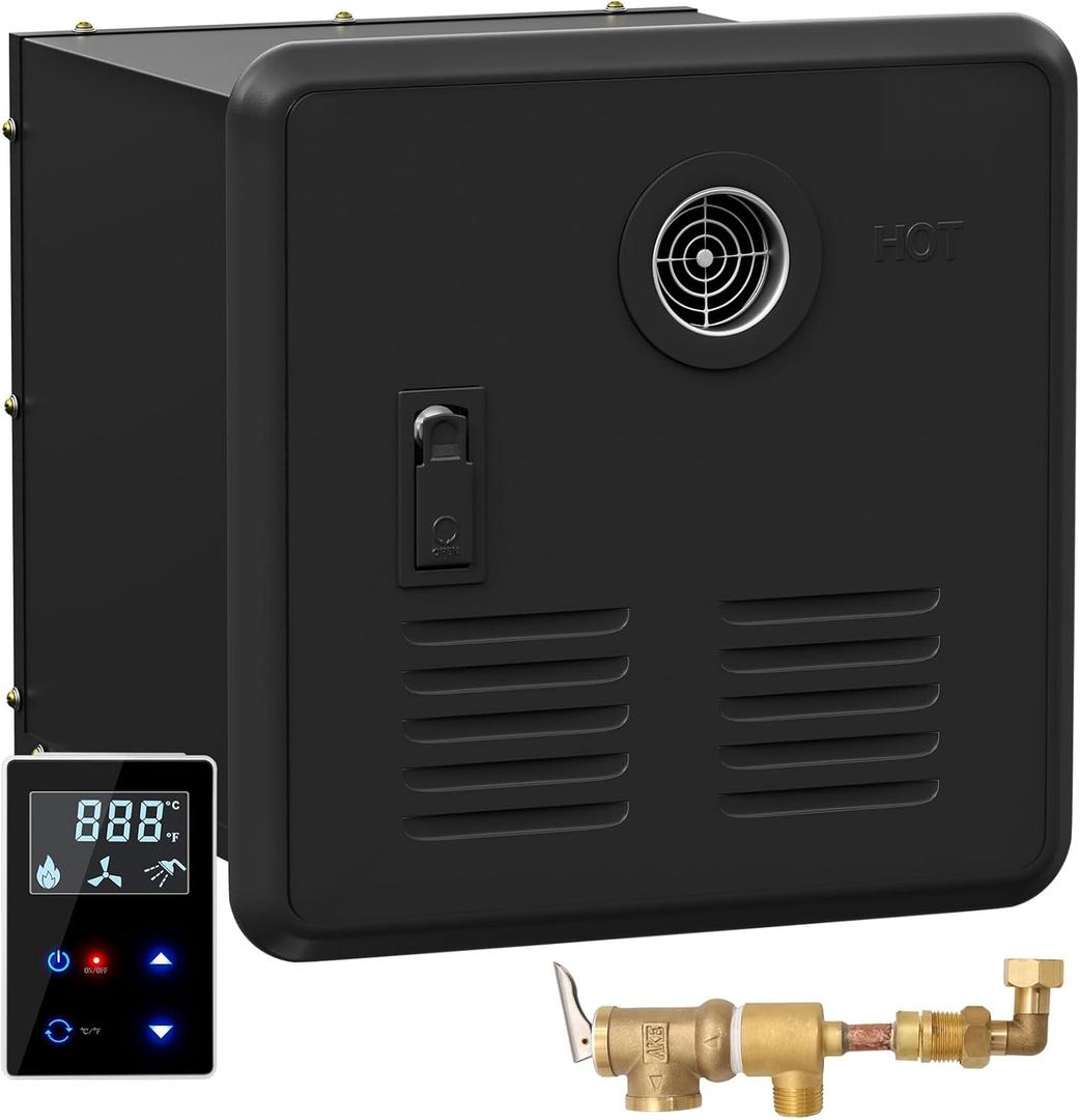 RV Tankless Water Heater,65000 BTU,3.9 GPM High Efficiency RV Constant Propane Tankless Water Heater, DC 12V Power, On Demand Instant Hot Water Heater,Multi-Protection for RVers' Everyday Use (Black)
