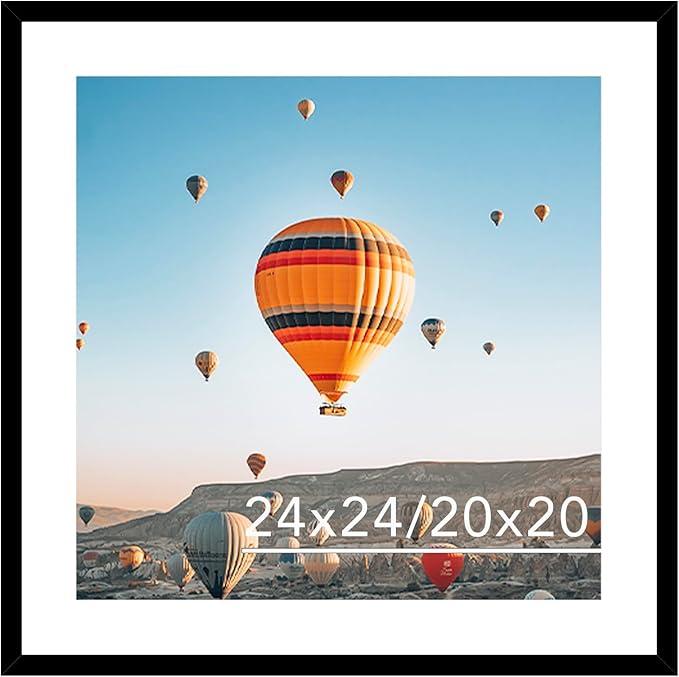 JCJMY 10x10 Picture Frame Black for Wall Hanging, Wall Mounting Horizontally or Vertically, 20 X 20 Square Wall Gallery Poster Photo Frame with Durable Shatter Resistant Plexiglass, Black