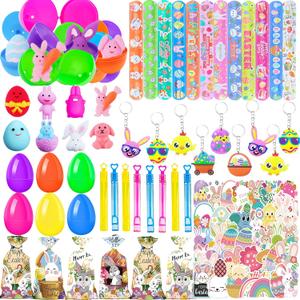 122pcs Easter Eggs Party Favors Fillers for Kids,Easter Basket Bunny Stuffers Fidget Toys, Easter Eggs Fillers,Bunny-Themed Gift Goodie Bags for Boys Girls