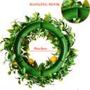 Mr. Bom 15 Inch Artificial Lemon Wreath with Boxwood for Front Door, Spring Summer Holiday Decoration, Indoor Outdoor Use
