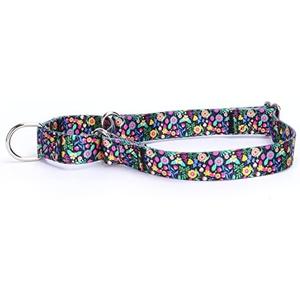 Serijoars Adjustable Martingale Dog Collar Heavy Duty Nylon Dog Collar for Medium Large Dogs Walking Training Boy and Girl Dogs (L, Strawberry Flowers),2 pcs