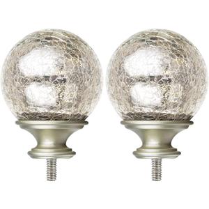 KAMANINA Crackle Glass Replacement Finials for 1 Inch Curtain rods, M6 Standard Screw Curtain Rod Finials, Set of 2, Champagne Gold