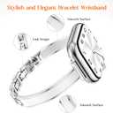 Mosonio Slim Bracelet Bands for Apple Watch Women, Elegant Thin Metal Band with Embedded Silicone Accents for iWatch, Easy-Adjust Link Strap Compatible with Apple Watch Series 11/10 (42mm), Series 9/8/7 (41mm), Series 6/5/4/SE (40mm), Series 3/2/1 (38mm)